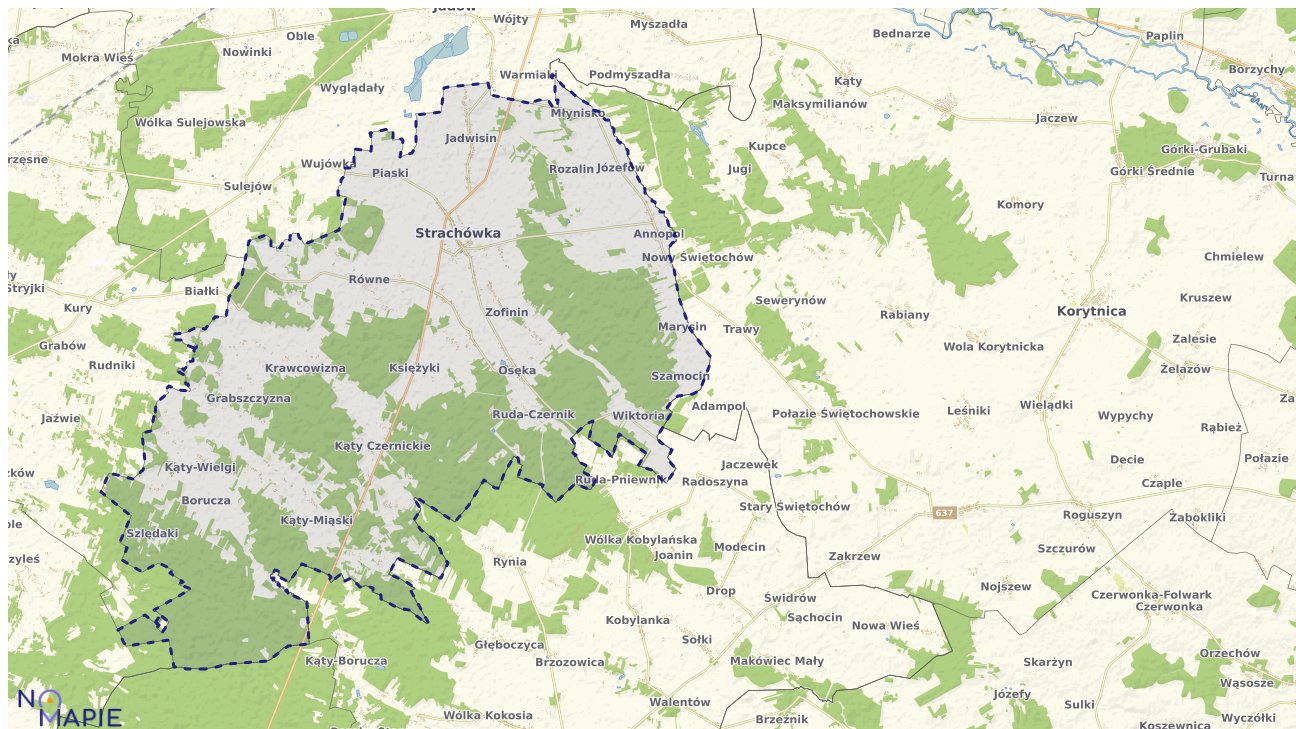 Mapa obszarów ochrony przyrody Strachówki