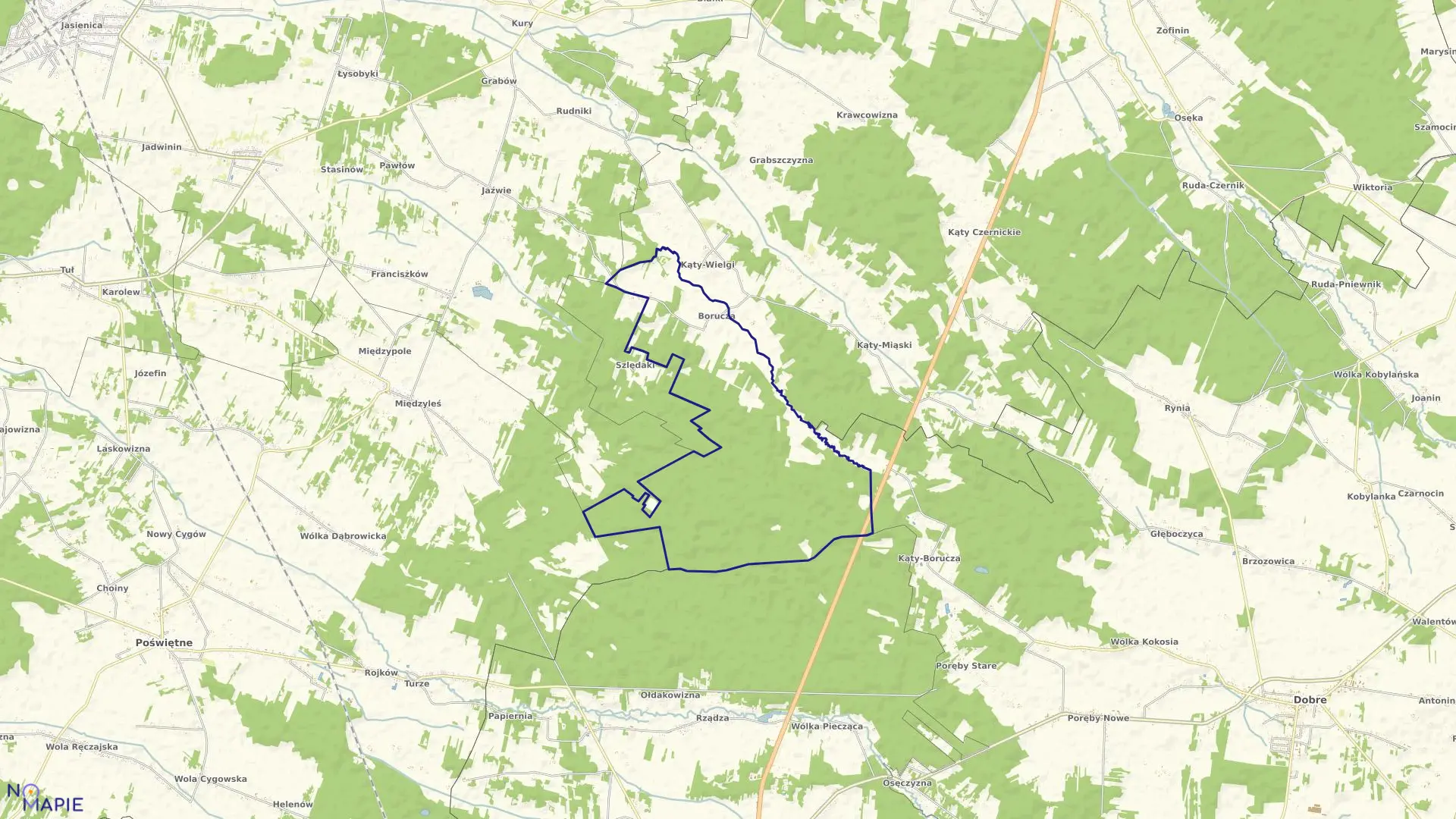 Mapa obrębu BORUCZA w gminie Strachówka