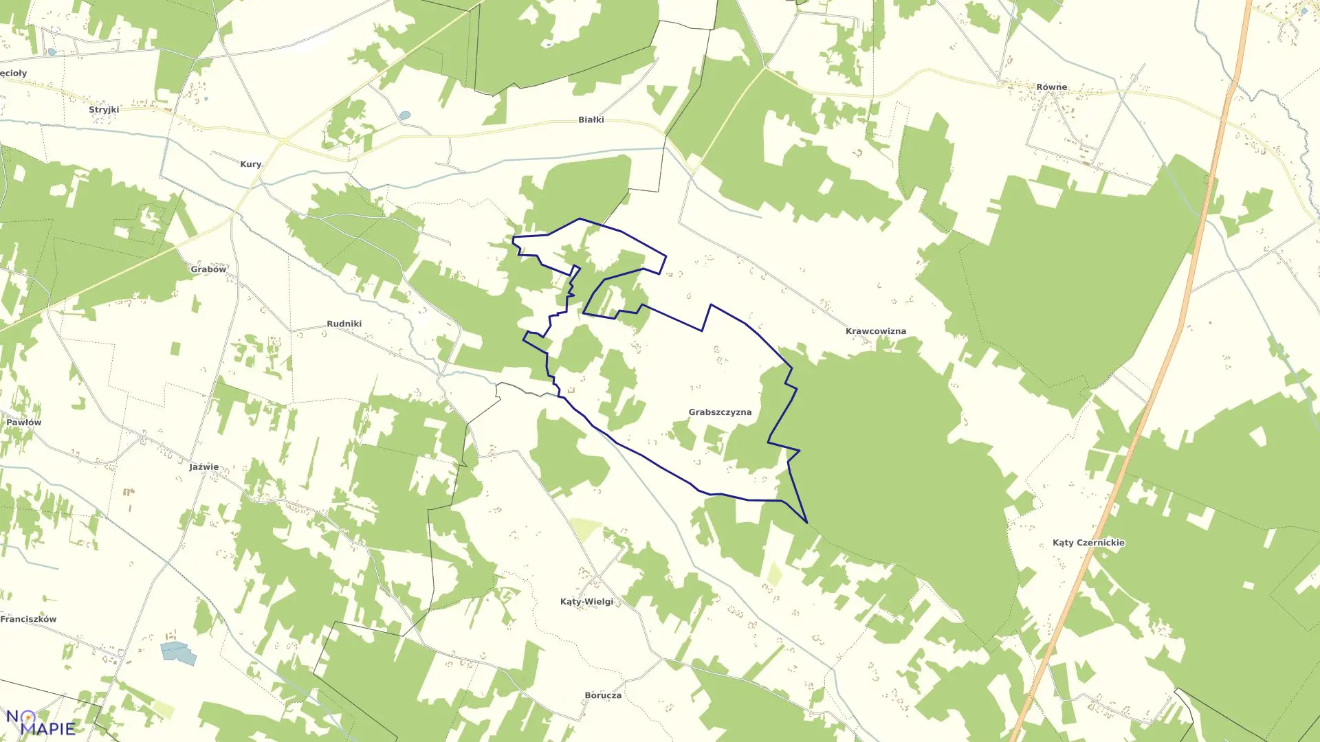 Mapa obrębu GRABSZCZYZNA w gminie Strachówka