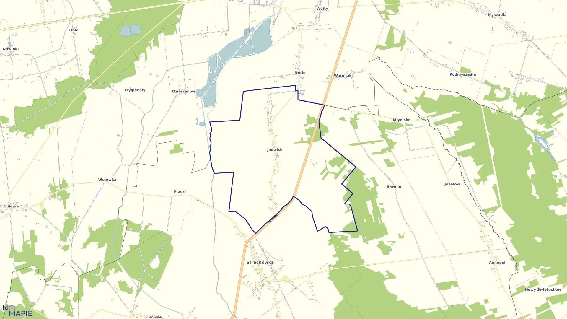 Mapa obrębu JADWISIN w gminie Strachówka