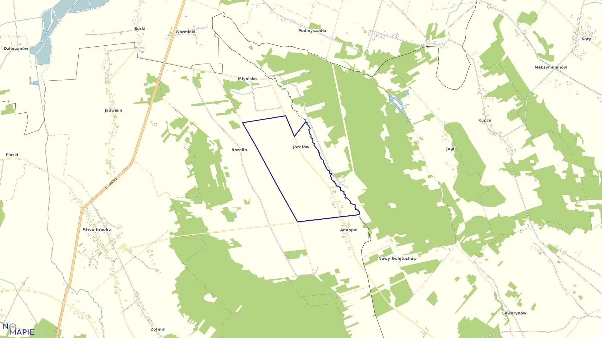 Mapa obrębu JÓZEFÓW w gminie Strachówka