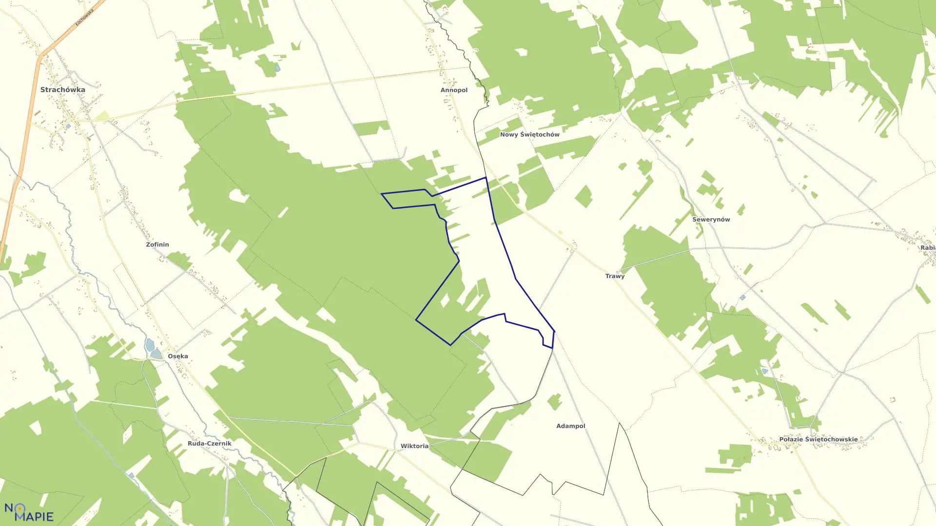 Mapa obrębu MARYSIN w gminie Strachówka