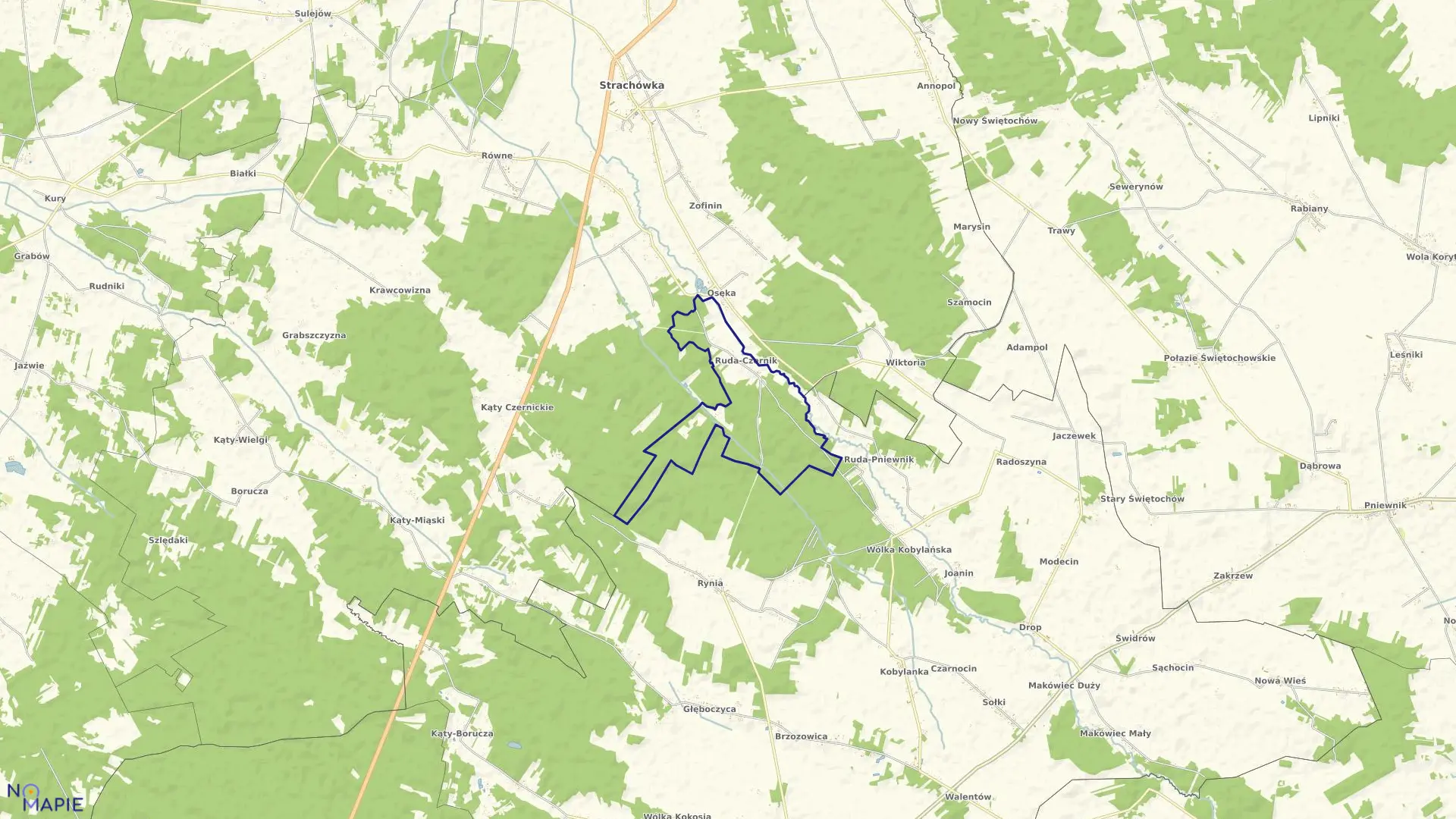Mapa obrębu RUDA CZERNIK w gminie Strachówka