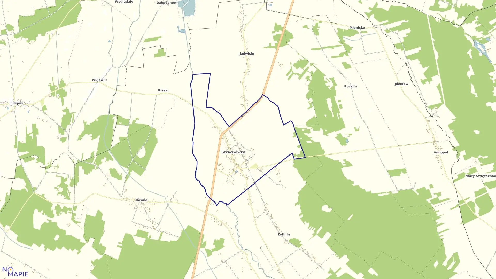 Mapa obrębu STRACHÓWKA w gminie Strachówka