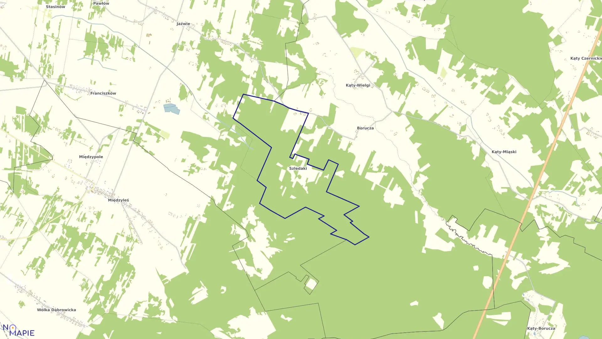 Mapa obrębu SZLĘDAKI w gminie Strachówka