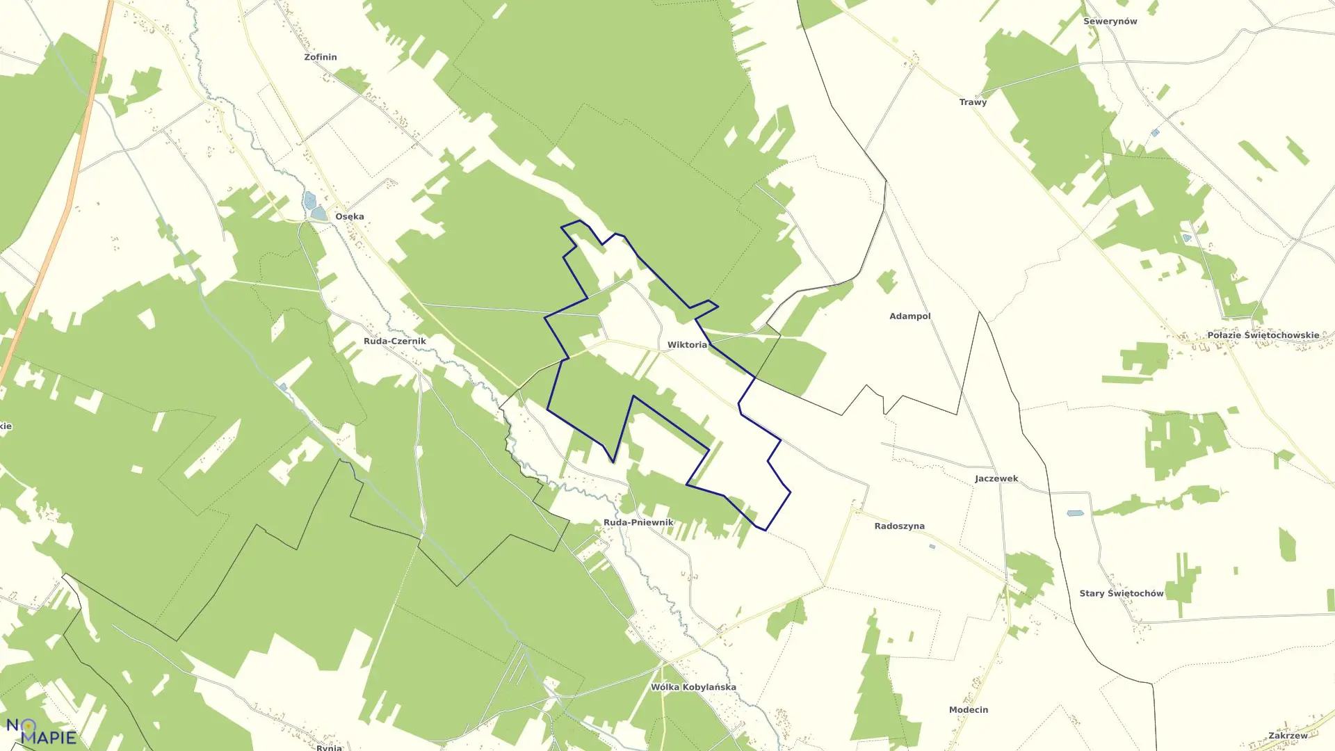 Mapa obrębu WIKTORIA w gminie Strachówka